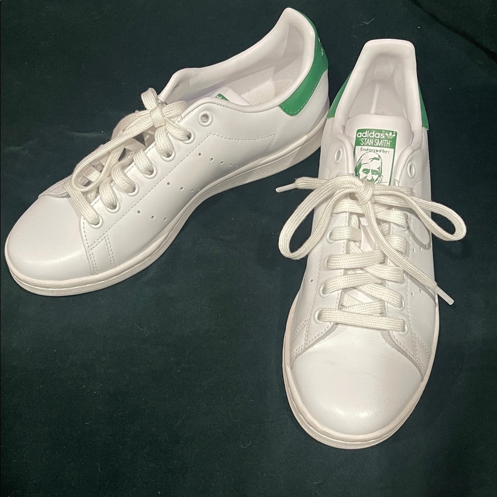 Adidas Stan Smith White and Green Shoes